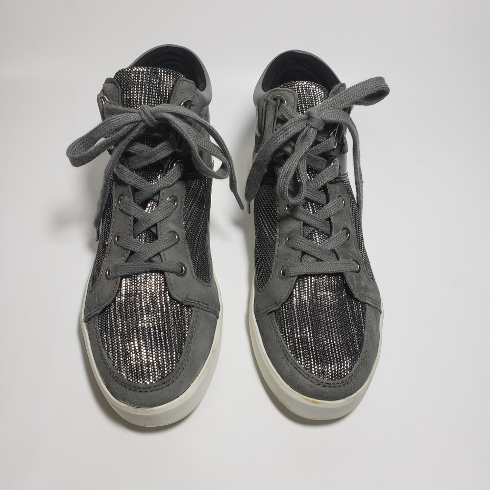 Calvin Klein Gray & Silver High Top Sneakers Sz 7 - Picture 3 of 6